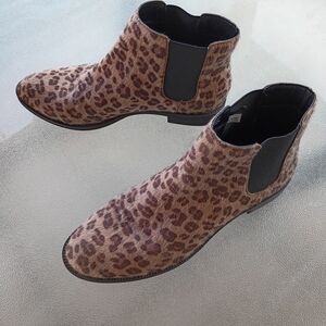 American Eagle Women's Leopard Print Ankle Boots - Brown/Tan Size 9